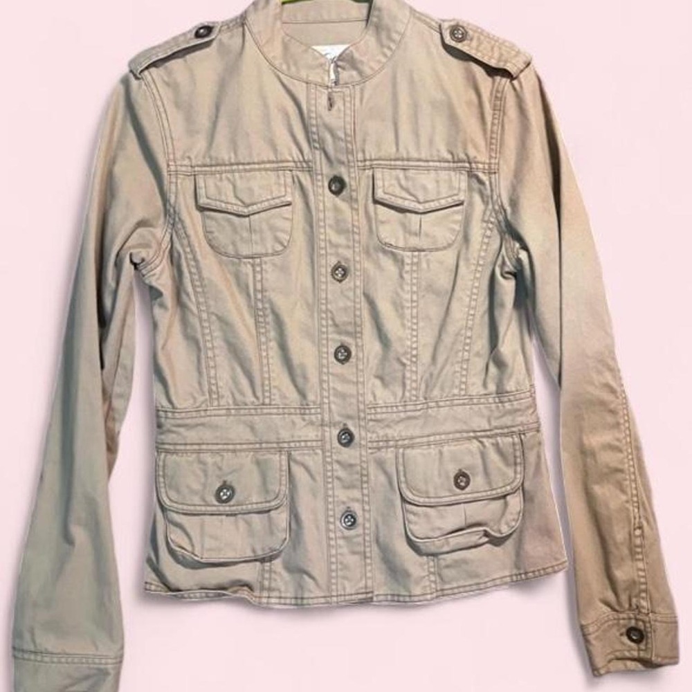 Aeropostale Womens Khaki Cotton Military Utility Jacket Tan Large